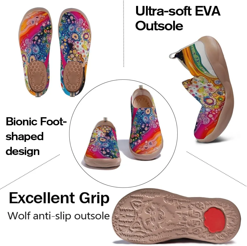 Women's Slip On Sneakers Casual Loafers Knitted Art Painted Comfort Soft Walking Shoes Oil Painting