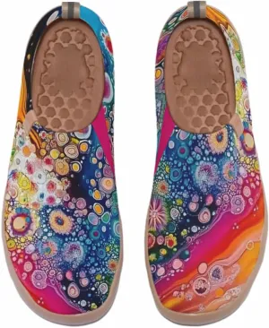 Women's Slip On Sneakers Casual Loafers Knitted Art Painted Comfort Soft Walking Shoes Oil Painting