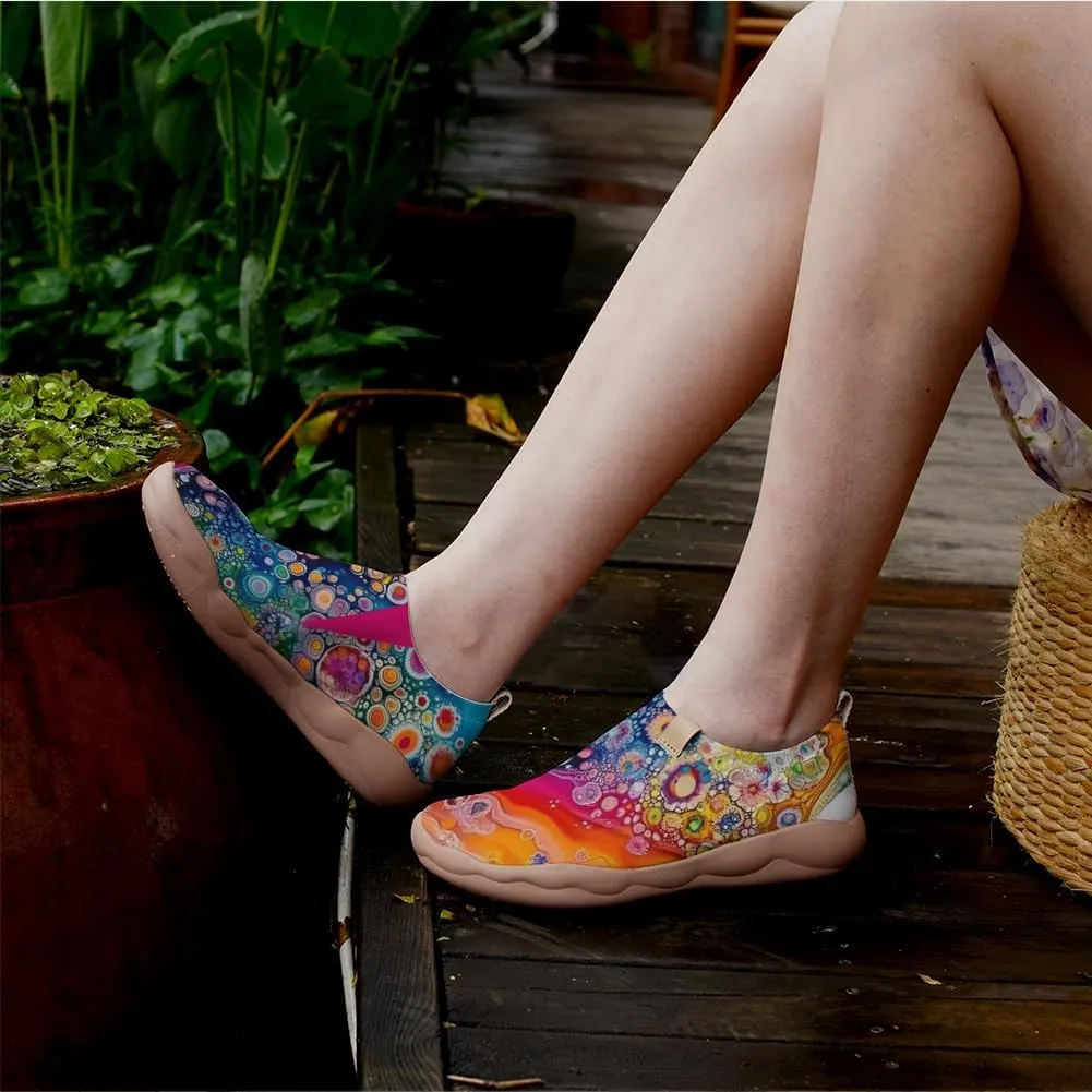 Women's Slip On Sneakers Casual Loafers Knitted Art Painted Comfort Soft Walking Shoes Oil Painting