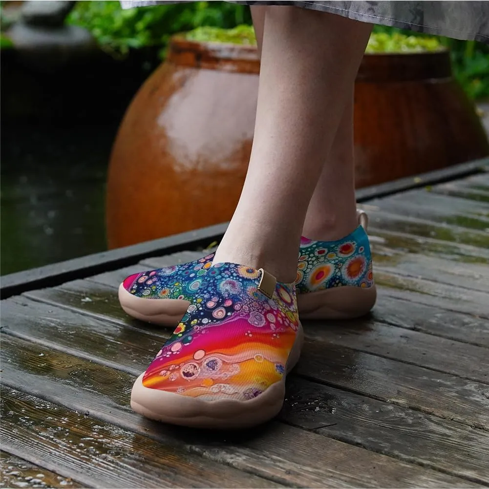 Women's Slip On Sneakers Casual Loafers Knitted Art Painted Comfort Soft Walking Shoes Oil Painting