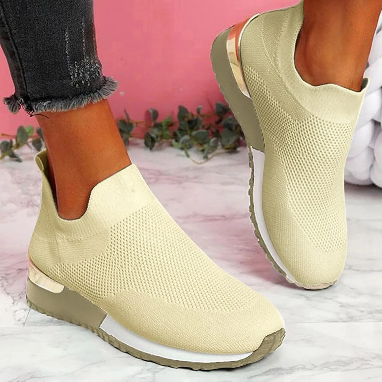 Womens Slip on Walking Shoes Comfort Lightweight Non Slip Work Shoes Women Mesh Breathable Men Shoes Casual Waterproof Sneakers Black Tennis Shoe Trainers Shoe