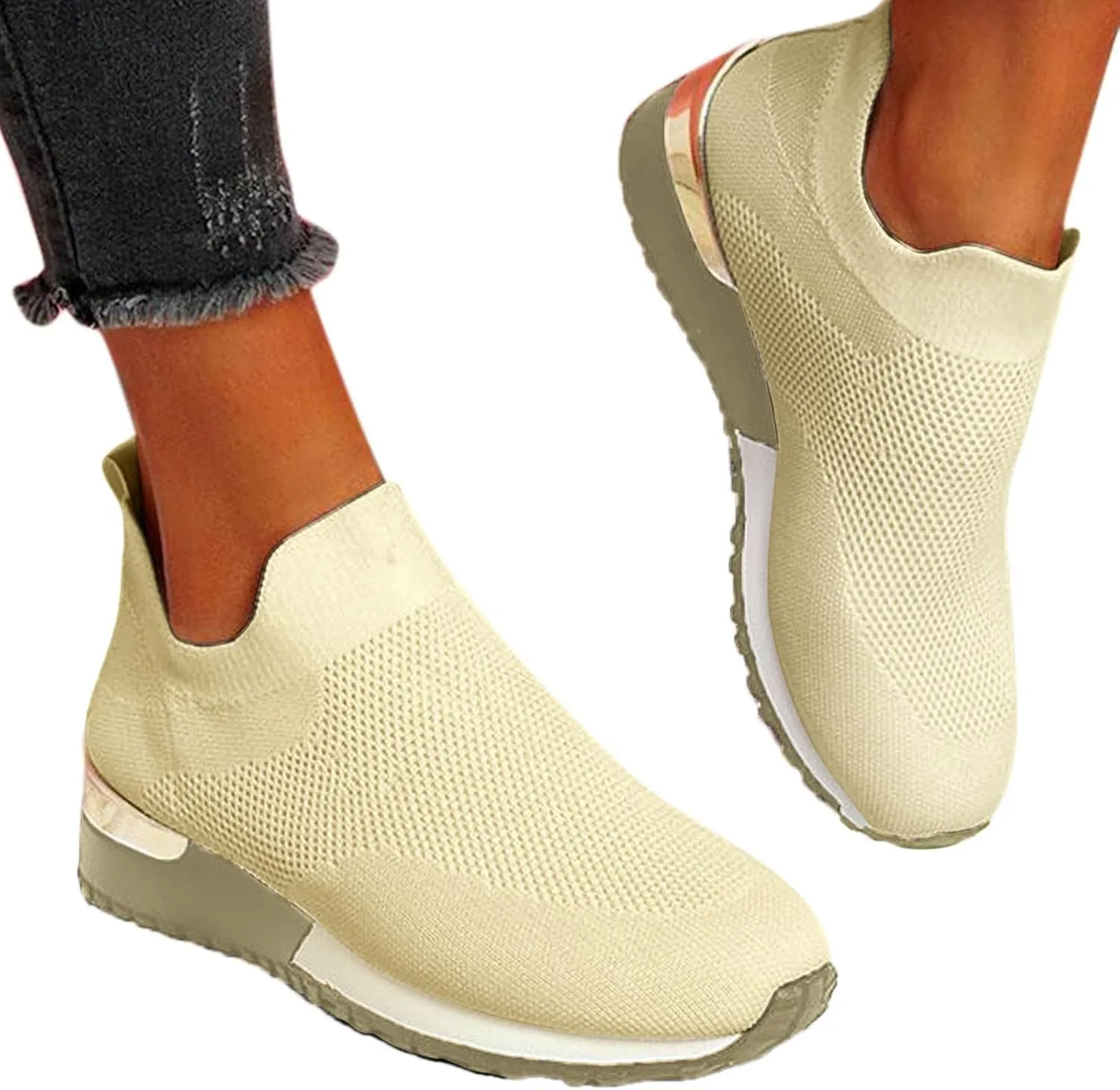 Womens Slip on Walking Shoes Comfort Lightweight Non Slip Work Shoes Women Mesh Breathable Men Shoes Casual Waterproof Sneakers Black Tennis Shoe Trainers Shoe