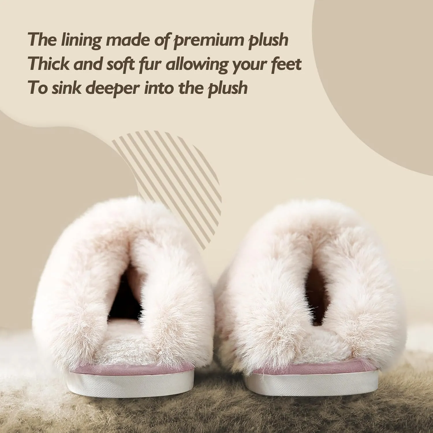 Womens Slippers Memory Foam Fluffy Fur Soft Slippers Warm House Shoes Indoor Outdoor Winter