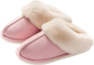 Womens Slippers Memory Foam Fluffy Fur Soft Slippers Warm House Shoes Indoor Outdoor Winter