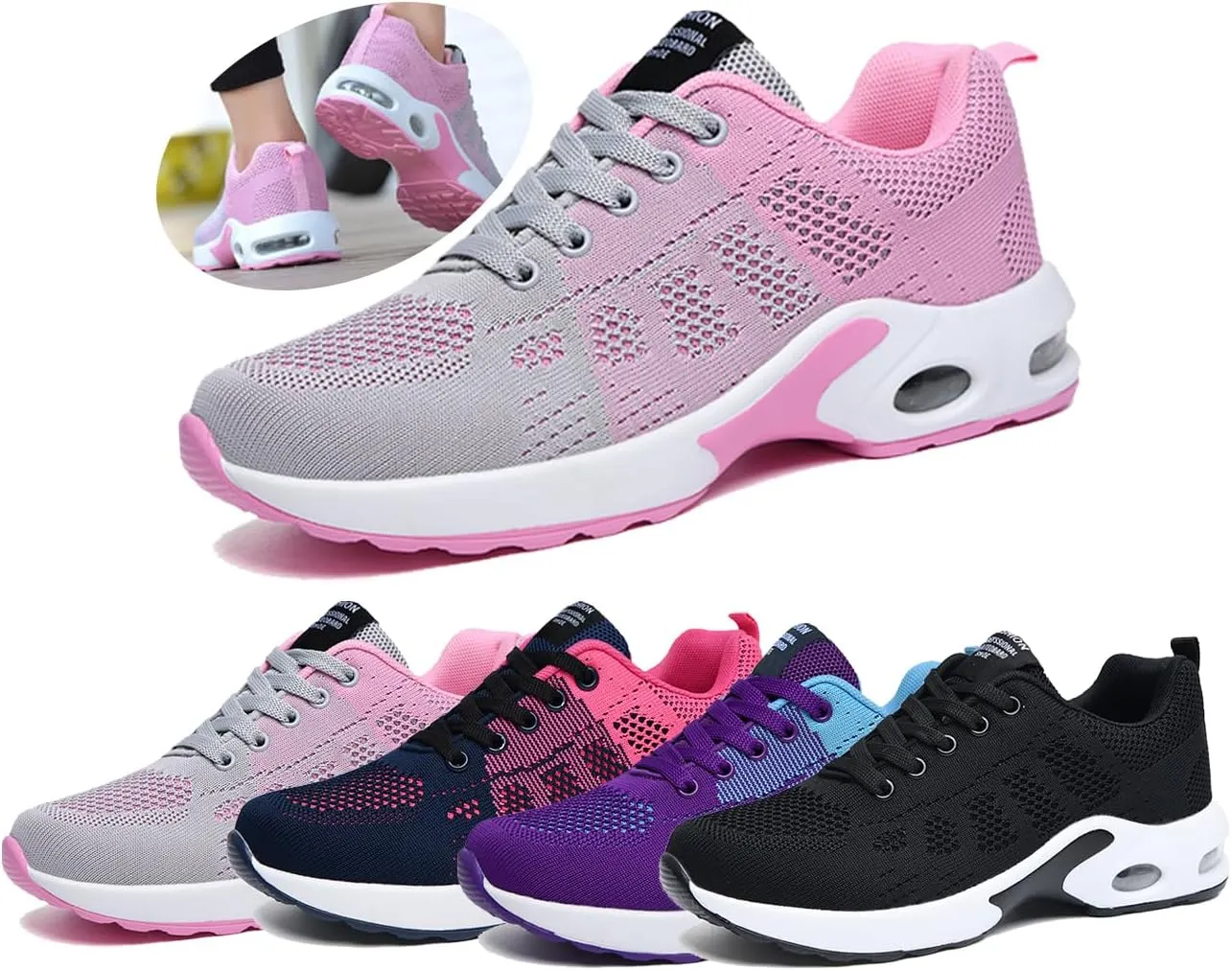 Womens Sneakers Air Cushion Running Shoes Lightweight Tennis Walking Shoes Mesh Breathable Gym Work Fashion Sneakers Athletic Comfortable Casual,Orthopedic Shoes for Women