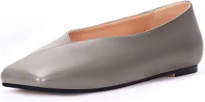 Women's Soft Ballet Silver Flats Elegant Slip On Square Toe Walking Single Shoes