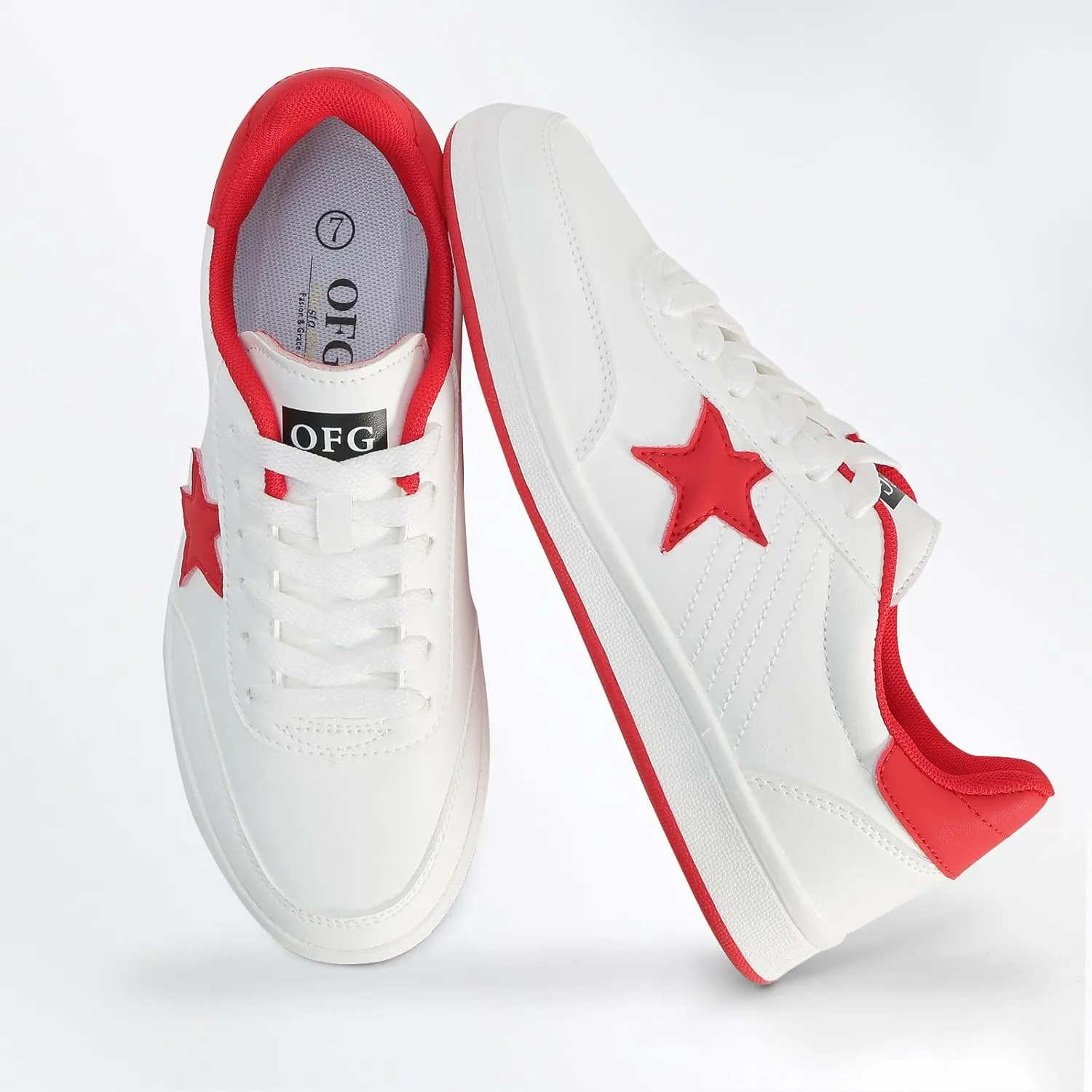 Women's Star Sneaker Lace Up Low Top Comfortable Cushioned Walking Shoes Casual Lightweight Breathable Tennis Shoes