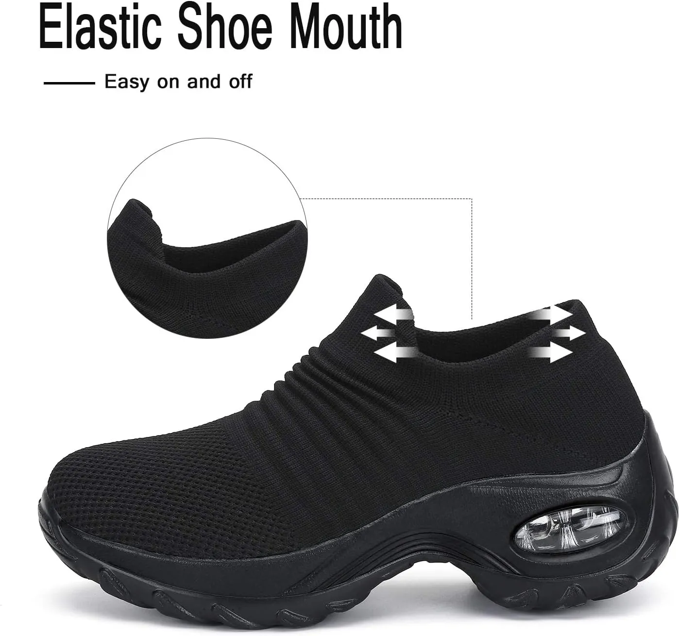 Women's Walking Shoes Sock Sneakers Slip on Mesh Air Cushion Comfortable Wedge Easy Shoes Platform Loafers