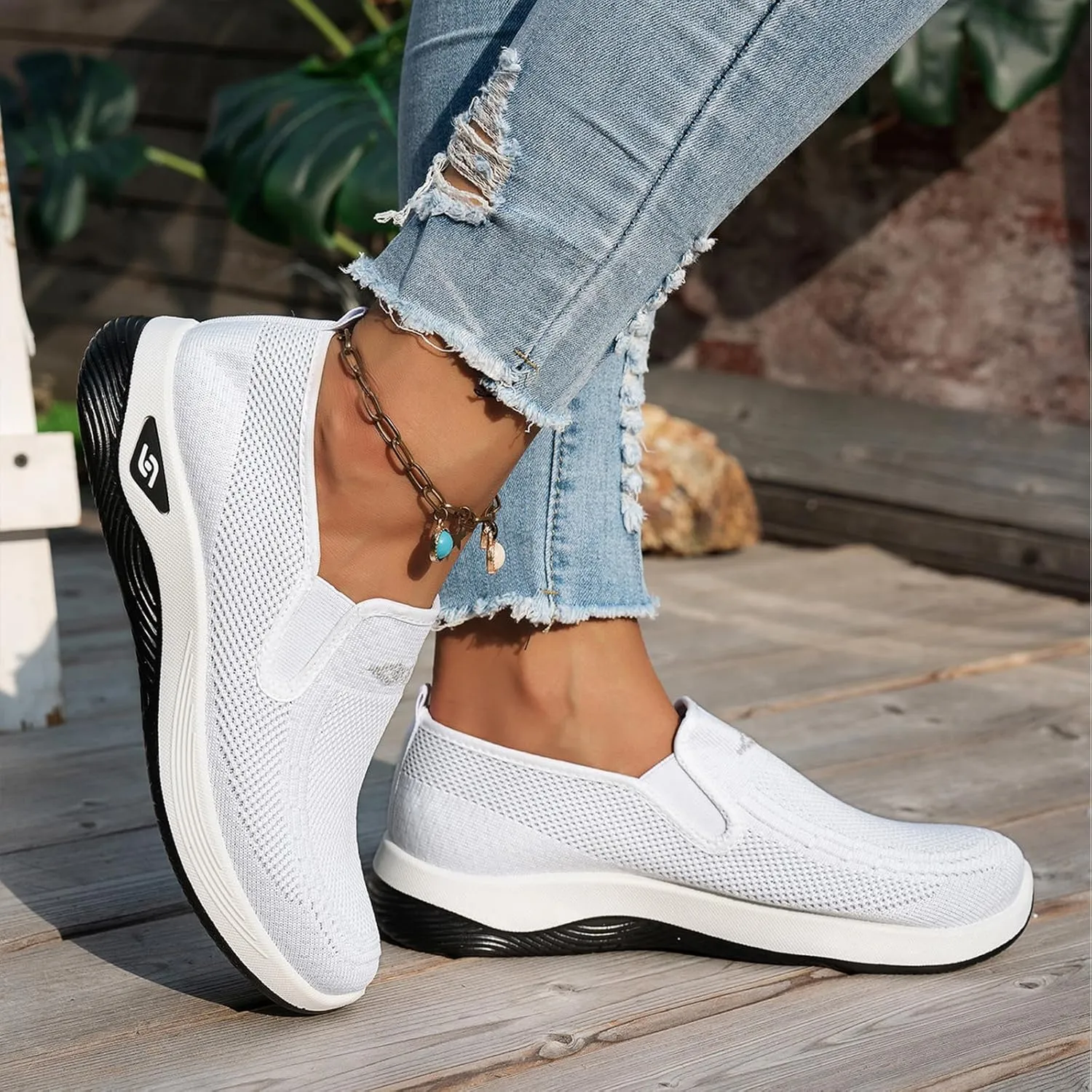 Women's Woven Orthopedic Breathable Soft Shoes Go Walk Slip on Shoes Diabetic Foam Shoes Hands Free Slip on Sneakers with Arch Support for Women