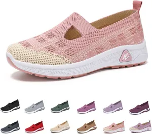 Womens Woven Orthopedic Walking Shoes, Women's Comfortable Mesh Breathable Soft Slip-on Arch Support Sports Sneakers