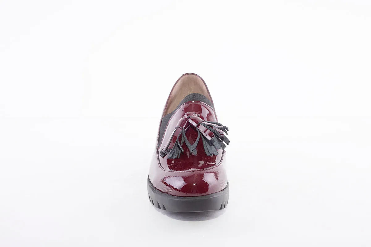 WONDERS - C-3342 LOW WEDGE SHOE - WINE PATENT