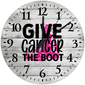 Wooden Wall Clocks Breast Cancer Give Cancer The Boot Home Decor Wall Clocks Battery-Powered with Quartz Movement Breast Cancer Awareness Survivor Round Clock for Living Room Office 10 Inch