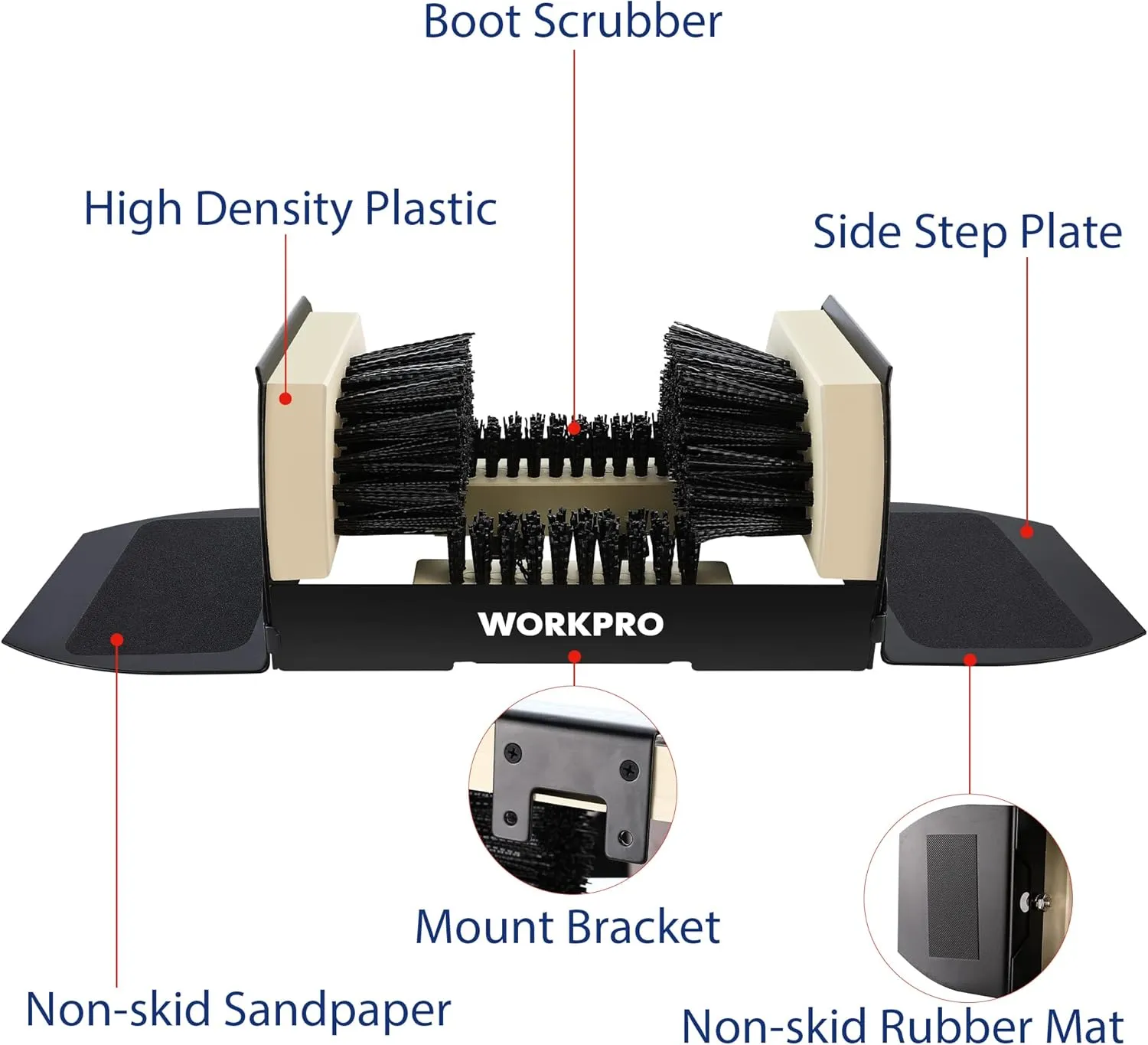 WORKPRO Boot Brush Scraper Outdoor, Shoe Cleaner Brush, Boot Scrubber, Heavy Duty Boot Cleaning Brush, Wide