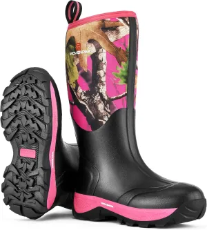 WOVENPAK Rubber Boots for Women, Waterproof Rain Boots Women with Steel Shank, Insulated Hunting Boots, Neoprene Garden Mud Boots All Season for Hunting, Gardening, Farming, Size 6-11