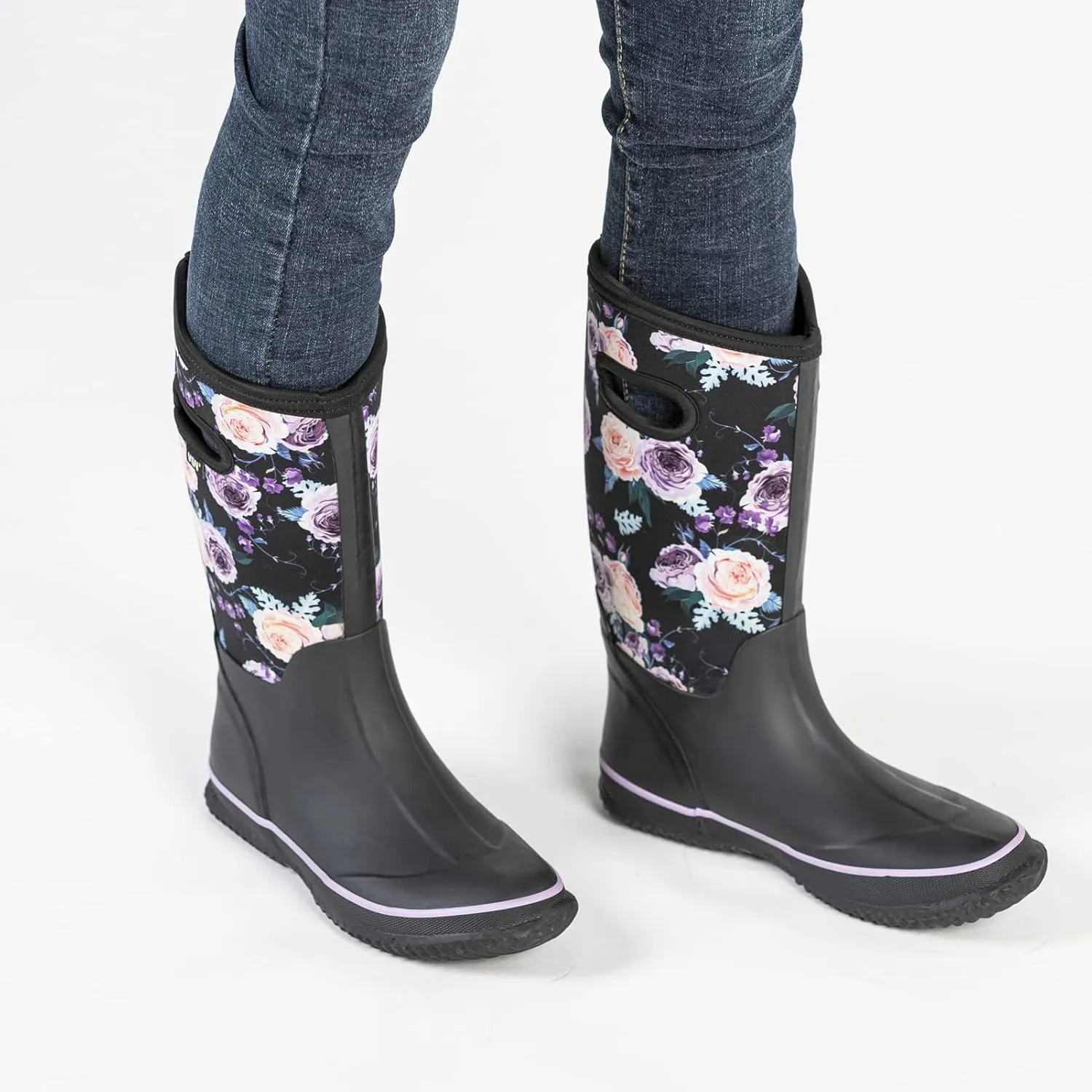 WTW Mid Calf Rain Boots for Women - Waterproof Insulated Neoprene Mud Boots Outdoor Hunting Garden Boots