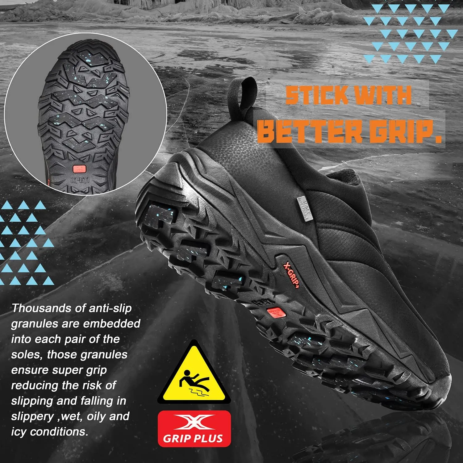 XPETI Winter Snow Casual Slip-on Loafers for Men Cocoon moc Waterproof Jungle Hiking Shoe,Easy Wear on/Off