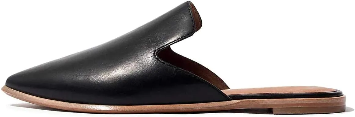 XYD Women Versatile Slip On Mules Loafers Pointed Closed Toe Indoor Flats Slide Slipper Backless Pumps Low Heel Leather Dress Shoes Ladies Easy Walking Dailywear