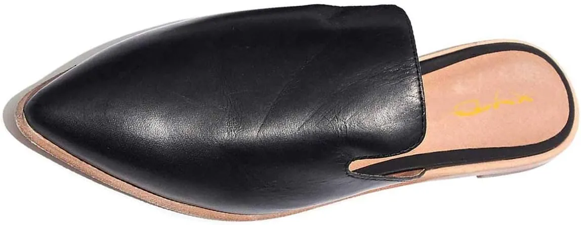 XYD Women Versatile Slip On Mules Loafers Pointed Closed Toe Indoor Flats Slide Slipper Backless Pumps Low Heel Leather Dress Shoes Ladies Easy Walking Dailywear