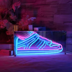 YALLOVE Sneaker Neon Sign, Infinity Mirror LED Light for Wall Decoration, USB Powered Shoe Neon Light, Brightness Adjustable (Battery Case)