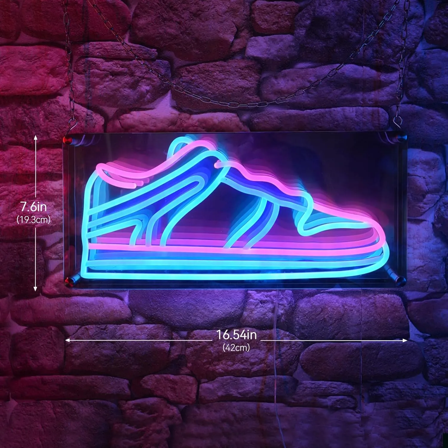YALLOVE Sneaker Neon Sign, Infinity Mirror LED Light for Wall Decoration, USB Powered Shoe Neon Light, Brightness Adjustable (Battery Case)