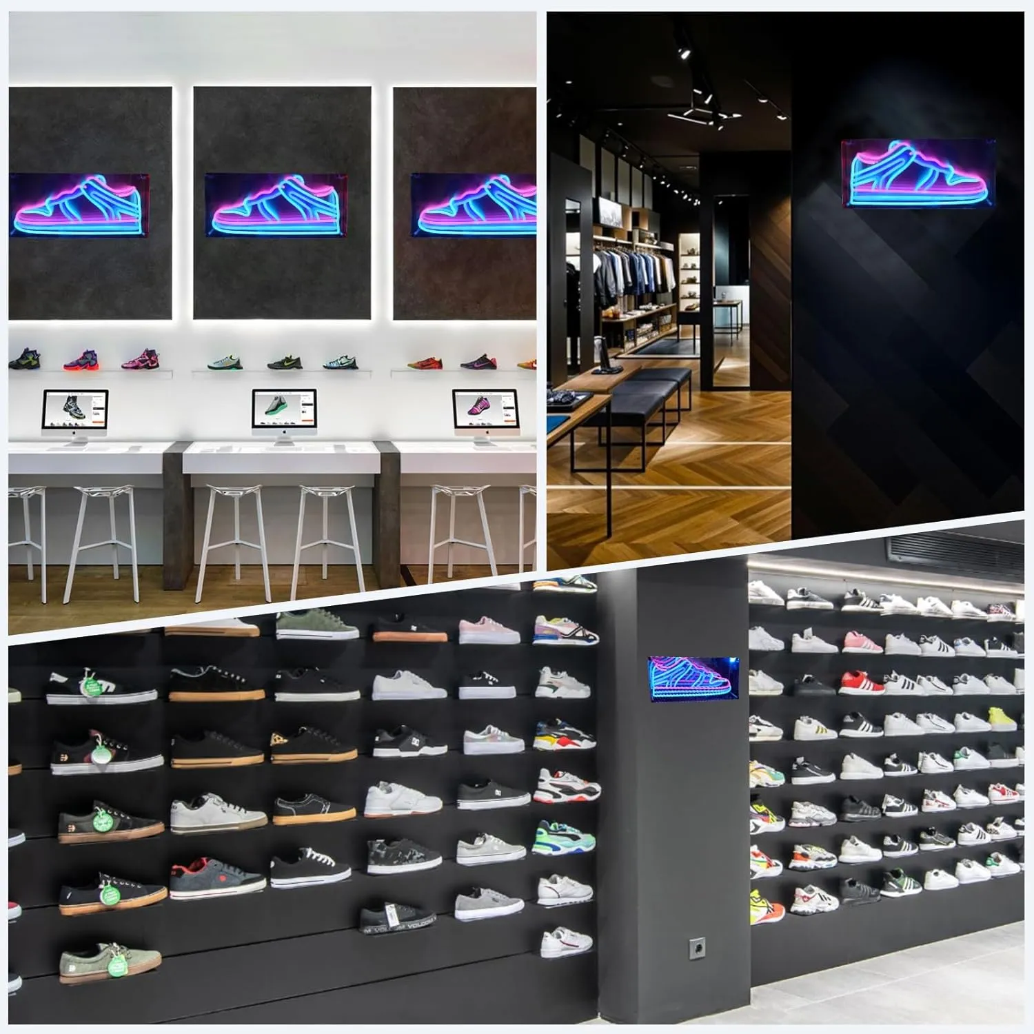 YALLOVE Sneaker Neon Sign, Infinity Mirror LED Light for Wall Decoration, USB Powered Shoe Neon Light, Brightness Adjustable (Battery Case)