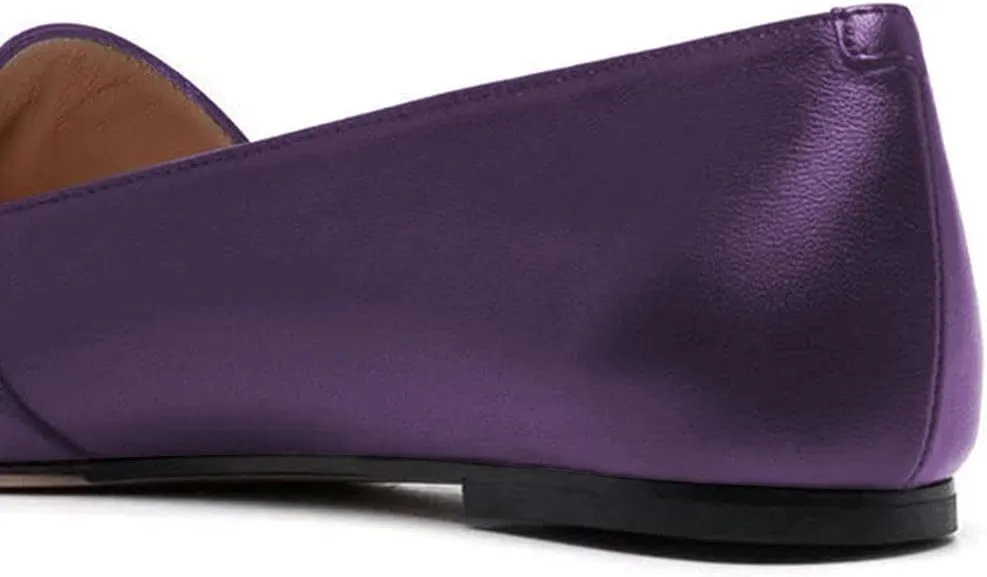 YDN Women Chic Closed Toe Ballet Flats Metal Chain Slip On Pumps Loafers Soft Walking Shoes