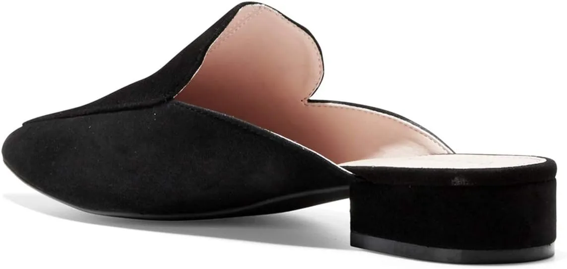 YDN Women Low Heel Comfort Mules Slip on Backless Sandals Pointed Toe Flats Loafers Slide Slipper Easy Walking Shoes