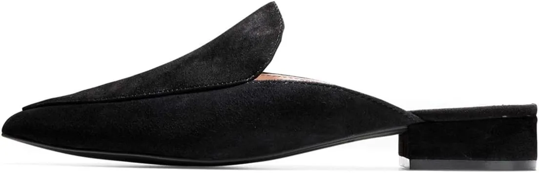 YDN Women Low Heel Comfort Mules Slip on Backless Sandals Pointed Toe Flats Loafers Slide Slipper Easy Walking Shoes