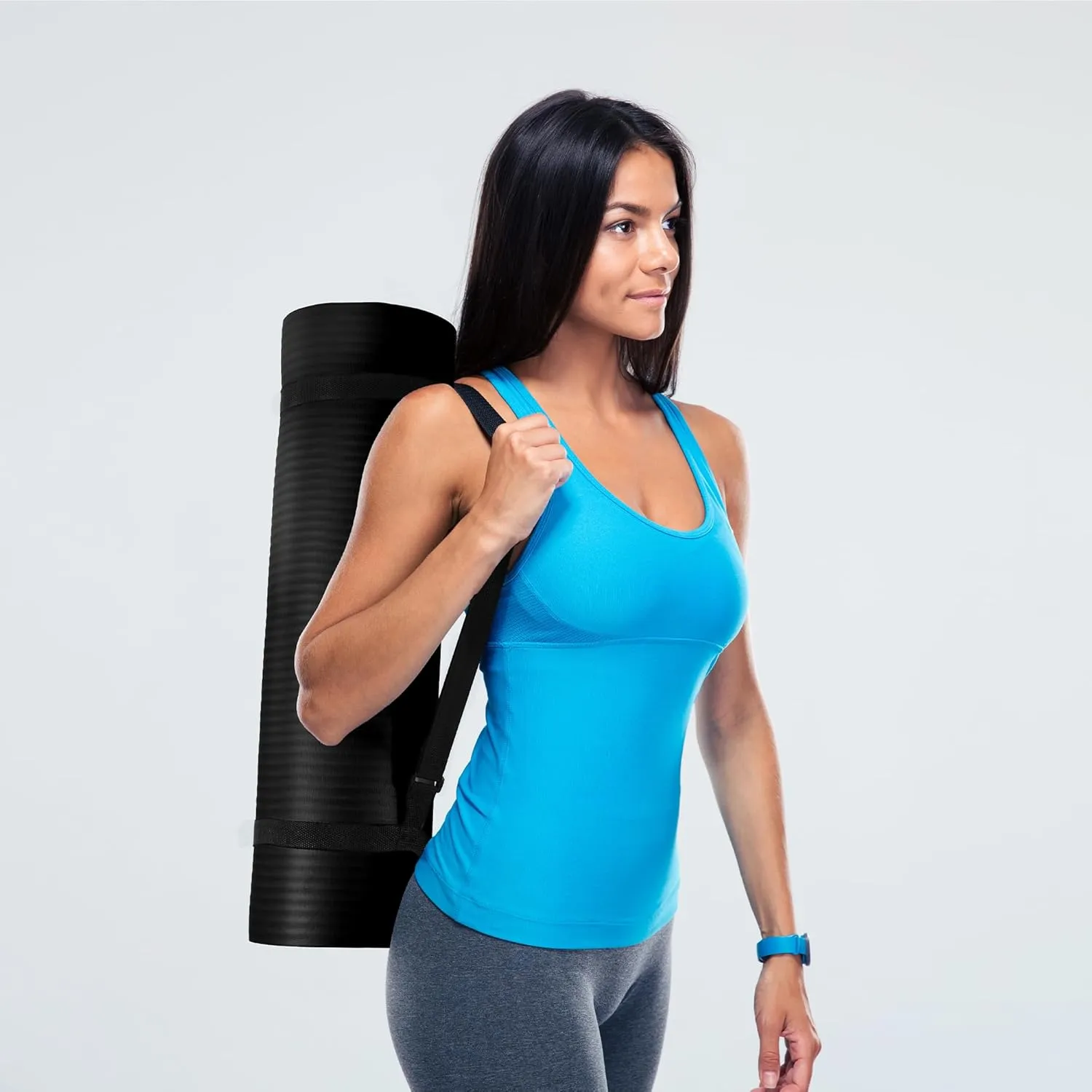 Yoga Mat, 1/2-Inch Extra Thick High Density Exercise Mat, Anti-Tear Exercise Yoga Mat with Carrying Strap, Suitable for Various Yoga Exercises