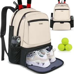 Ytonet Tennis Bag Tennis Backpack for Women Men 2 Rackets with Insulated Pocket Ventilated Shoe Compartment