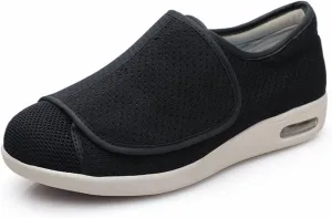 Yytcsjz Diabetic Orthopedic Shoe, Wide Slip-Resistant Slippers for Seniors, Comfortable, for Diabetic Edema Plantar Fasciitis Bunions Arthritis Swollen Feet (Color : Black, Foot Length : 26.5cm)