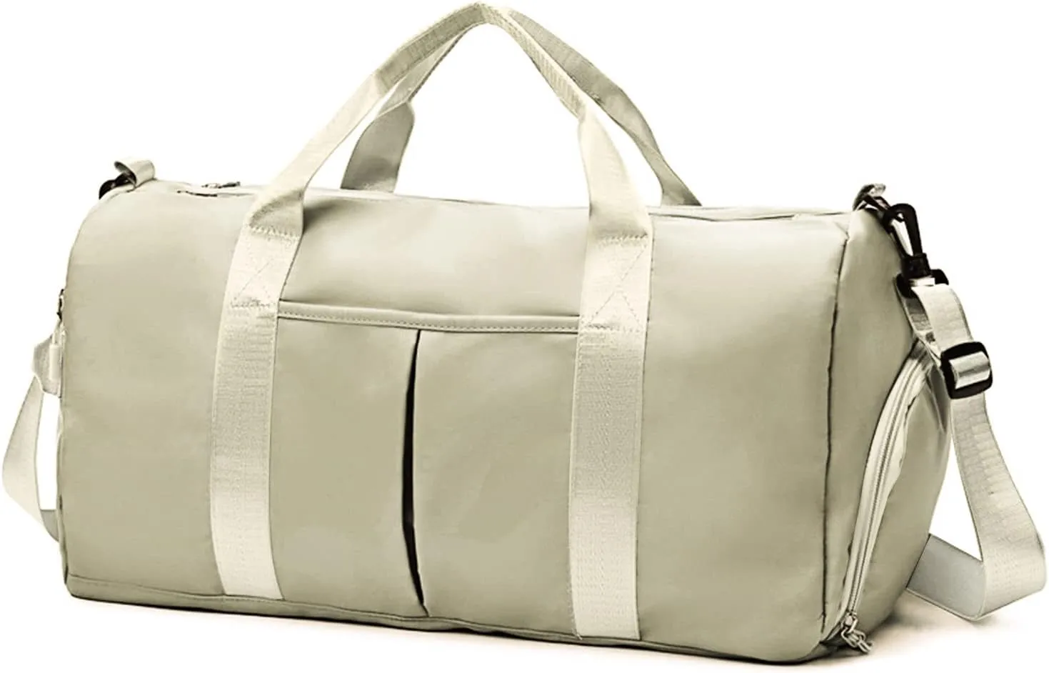 ZGWJ Sports Gym Bag with Wet Pocket & Shoes Compartment, Waterproof Shoulder Weekender Bag for Women and Men Swim Sports Travel Lightweight and easy Carry on Beige
