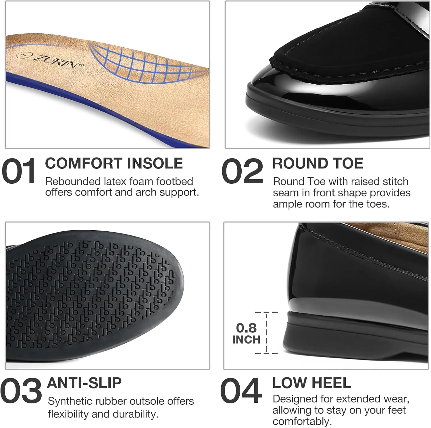 ZURIN Women's Loafers Leather Penny Loafers Comfortable Flats Shoes for Women Casual Dressy Shoes Business Work Driving