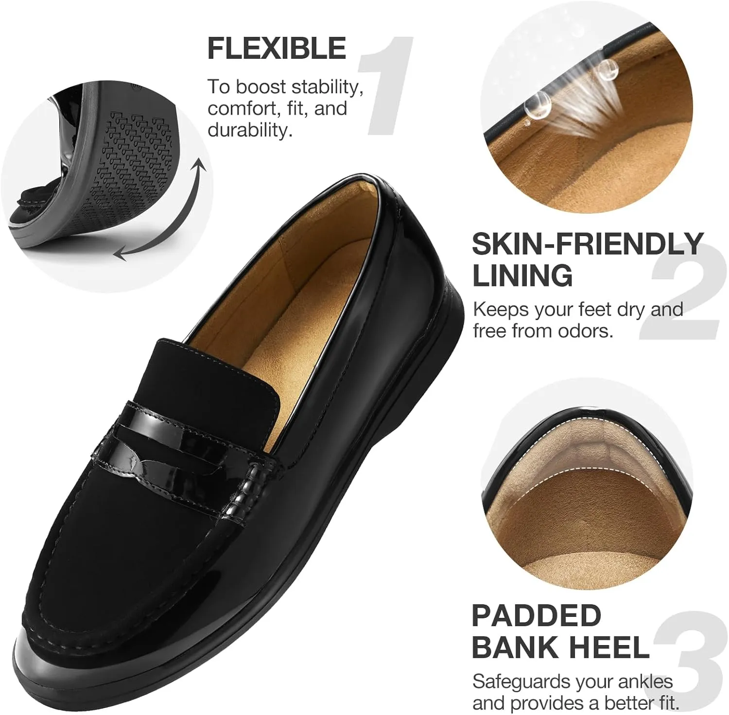 ZURIN Women's Loafers Leather Penny Loafers Comfortable Flats Shoes for Women Casual Dressy Shoes Business Work Driving