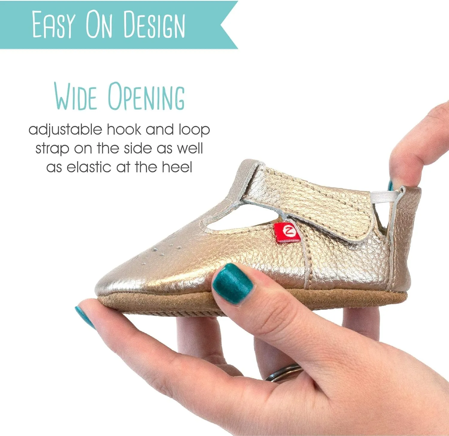 Zutano Easy On Leather Mary Jane Baby Shoes, Anti-Slip and Soft Sole